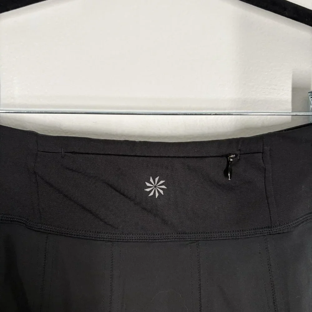 Athleta Women M Black Preppy Athletic Pickleball Tennis Get Goin Pleated Skort